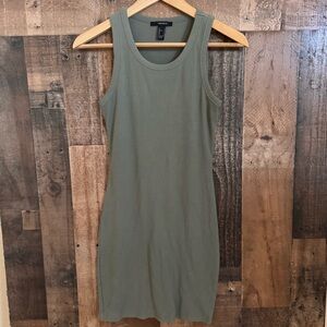 Forever 21 Olive Green Ribbed Tank Dress Small Bodycon Midi Casual